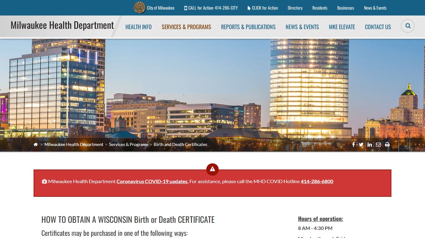 Birth and Death Certificates - Milwaukee