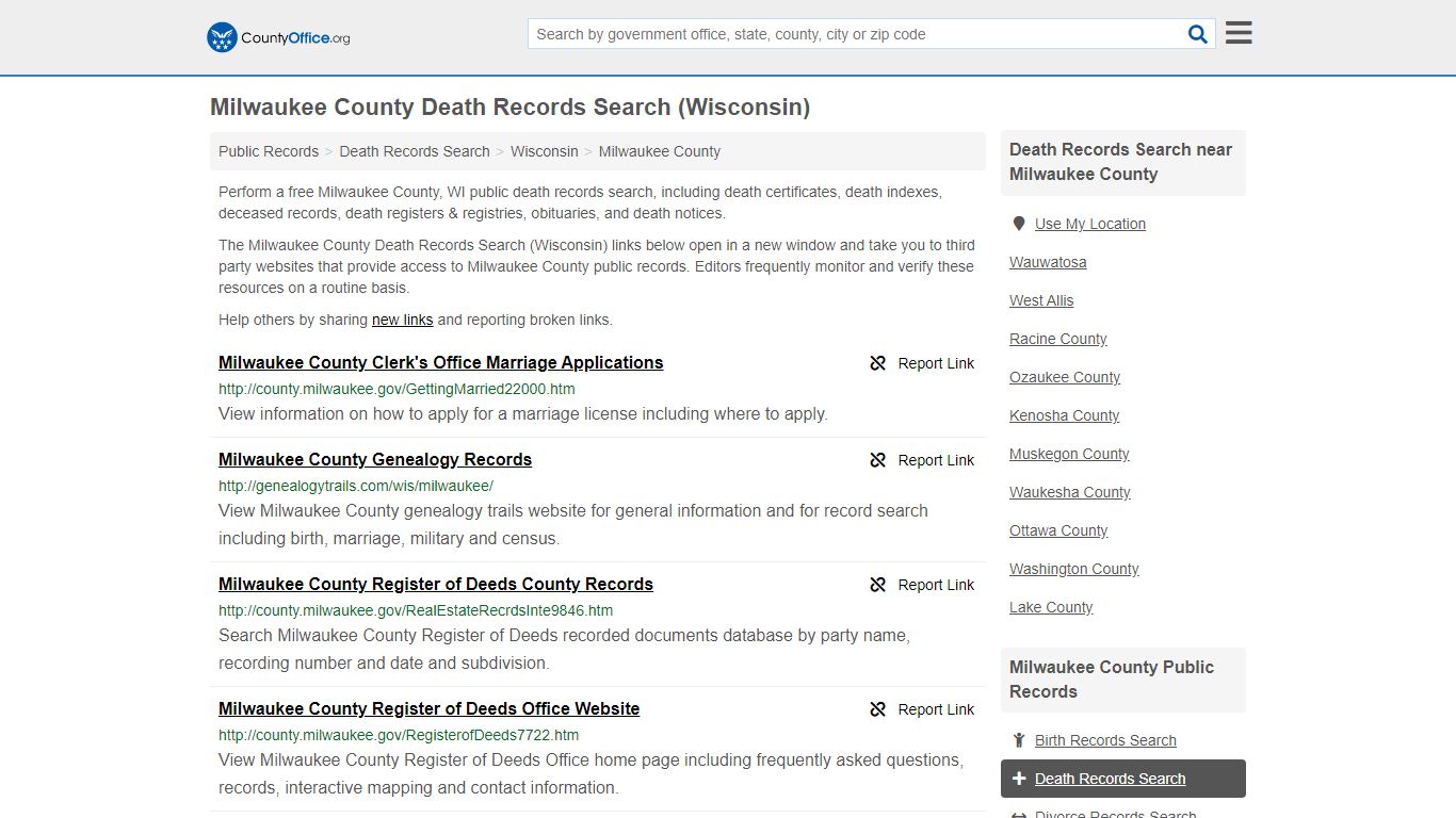 Death Records Search - Milwaukee County, WI (Death ...