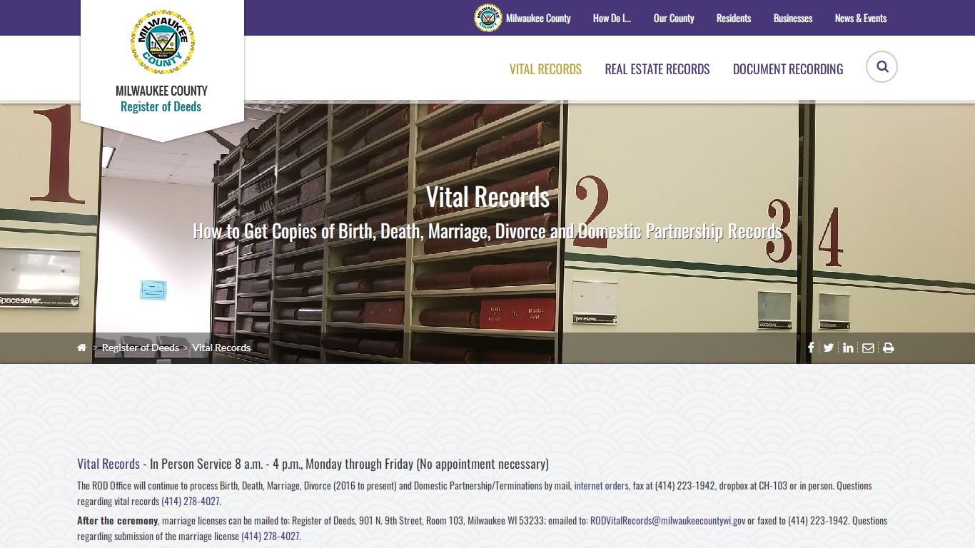 Milwaukee County Vital Records | Milwaukee County Register ...