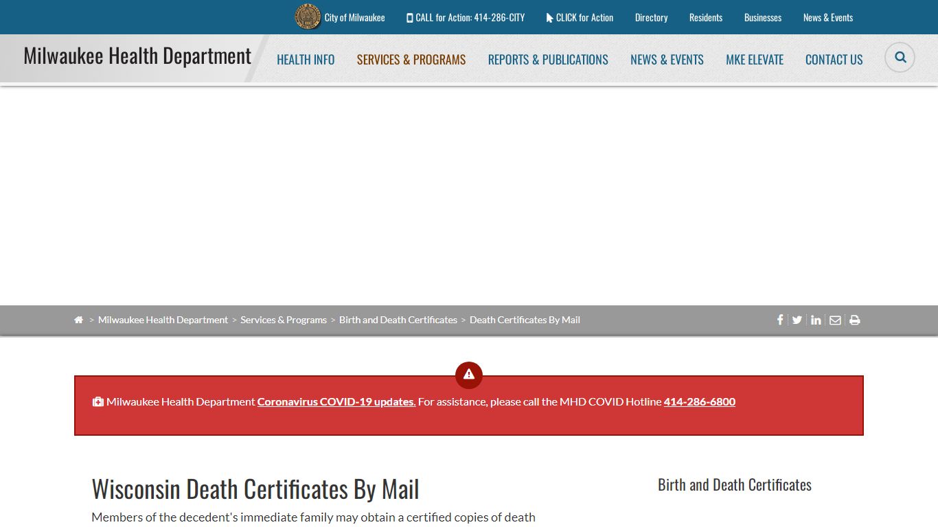 Death Certificates By Mail - Milwaukee