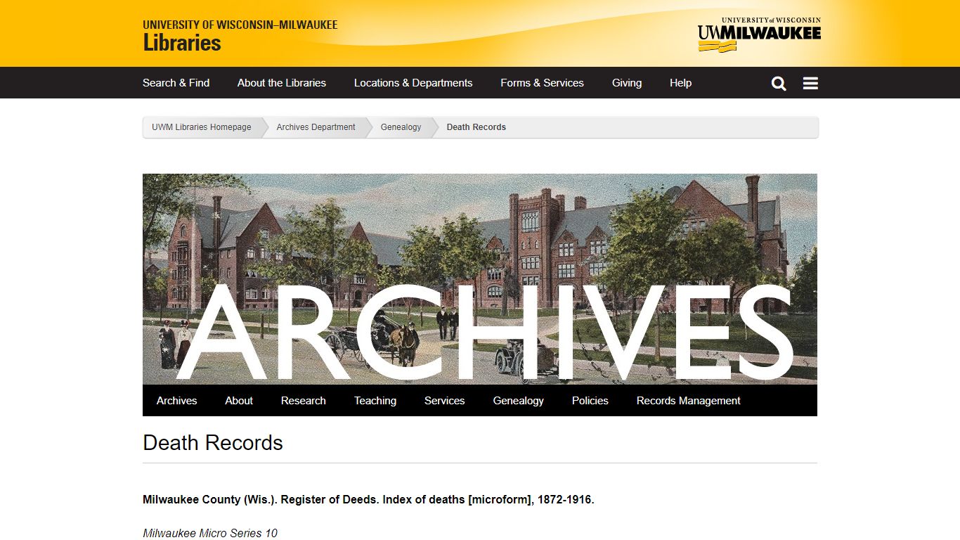 Death Records - UWM Libraries